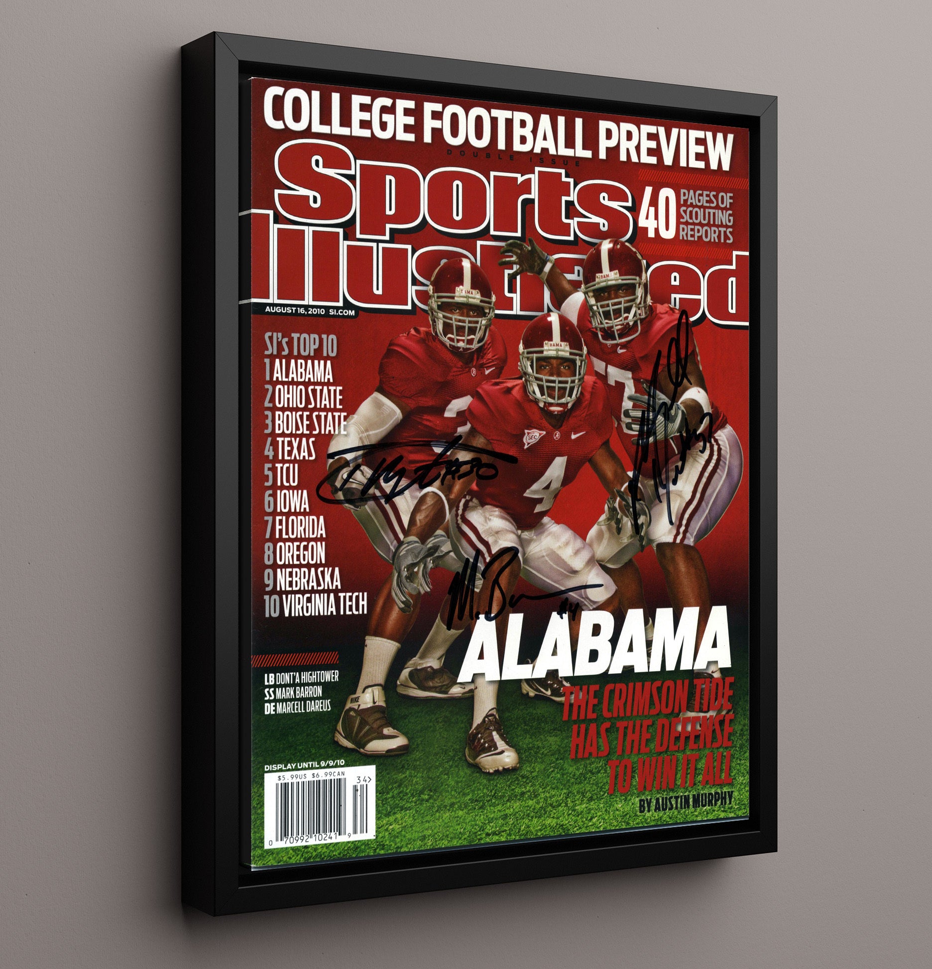 Alabama Football Defensive Trio Elite Stance 2010 SI Cover College Football Wall Art 16x20 Framed Canvas wall art print – College Football decor
