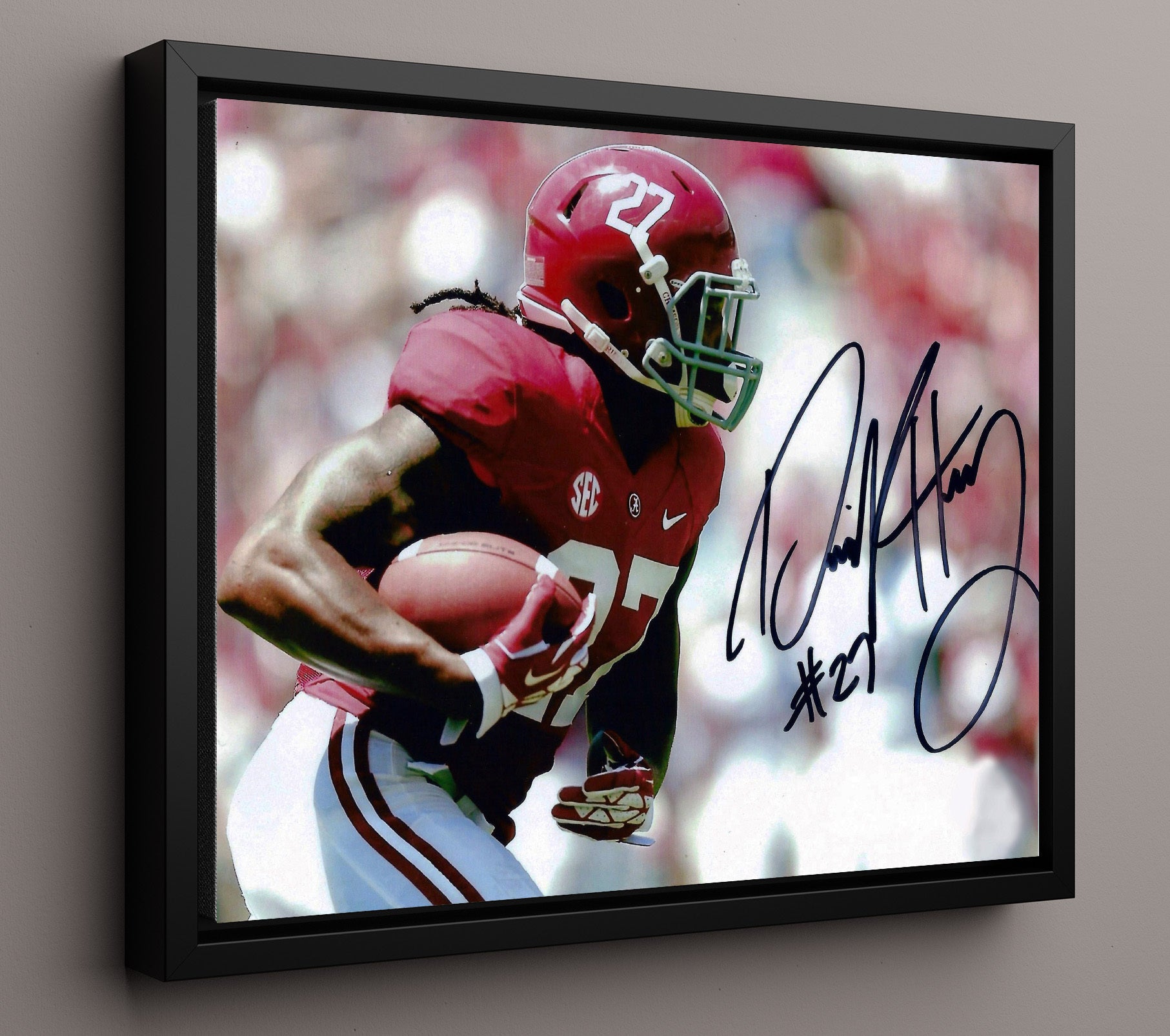 Alabama Football Derrick Henry Ball Carrier Power Run College Football Wall Art 16x20 Framed Canvas wall art print – College Football decor