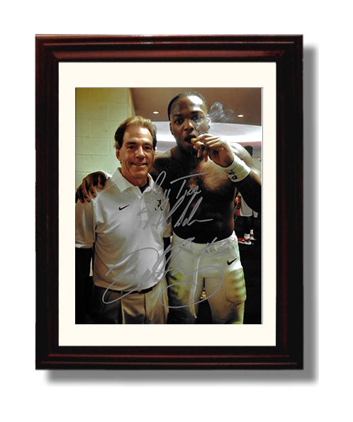 Alabama Football Derrick Henry and Nick Saban Victory Smoke College Football Wall Art 8x10 Beveled Frame wall art print – College Football decor