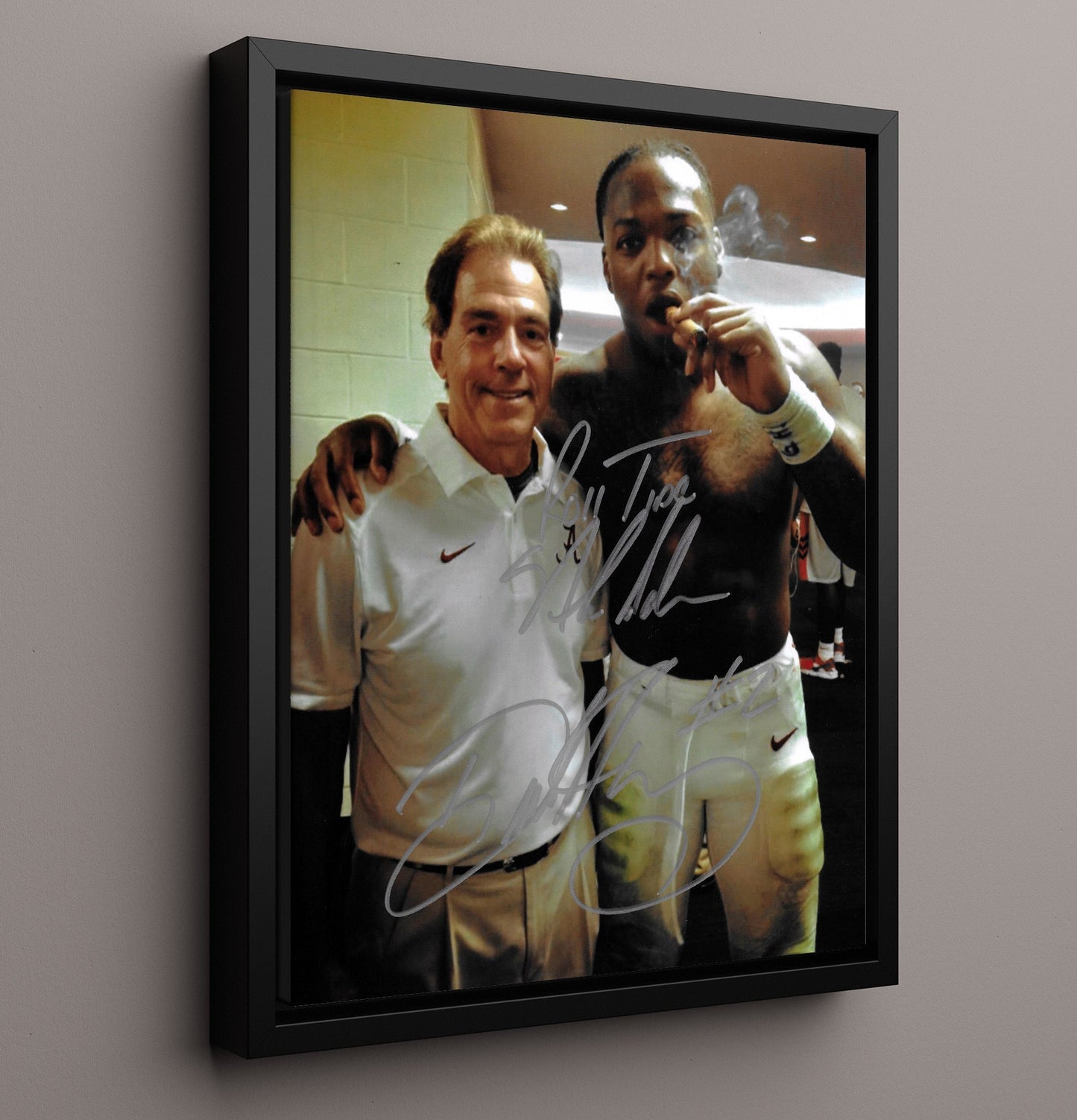 Alabama Football - Derrick Henry and Nick Saban - Victory Smoke 8x10 Framed Canvas college football wall art