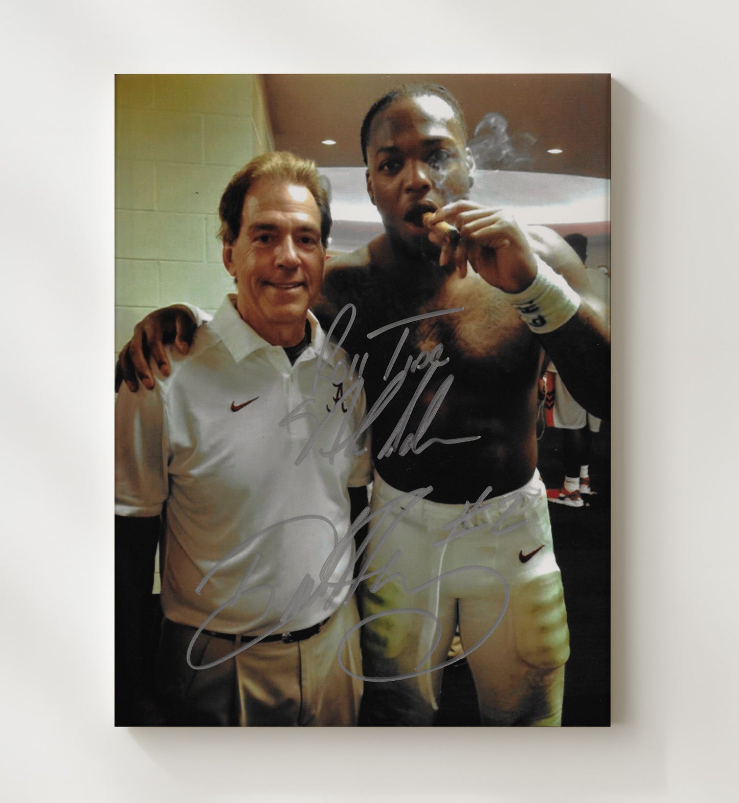 Alabama Football - Derrick Henry and Nick Saban - Victory Smoke 8x10 Canvas college football wall art