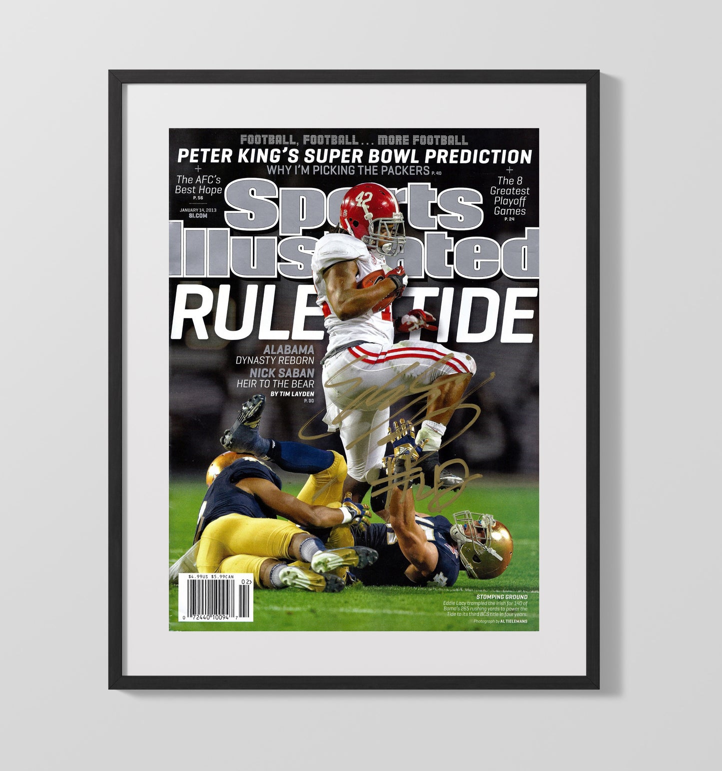 Alabama Football Eddie Lacy Rule Tide Power Back Glory College Football Wall Art 16x20 Gallery Frame wall art print – College Football decor