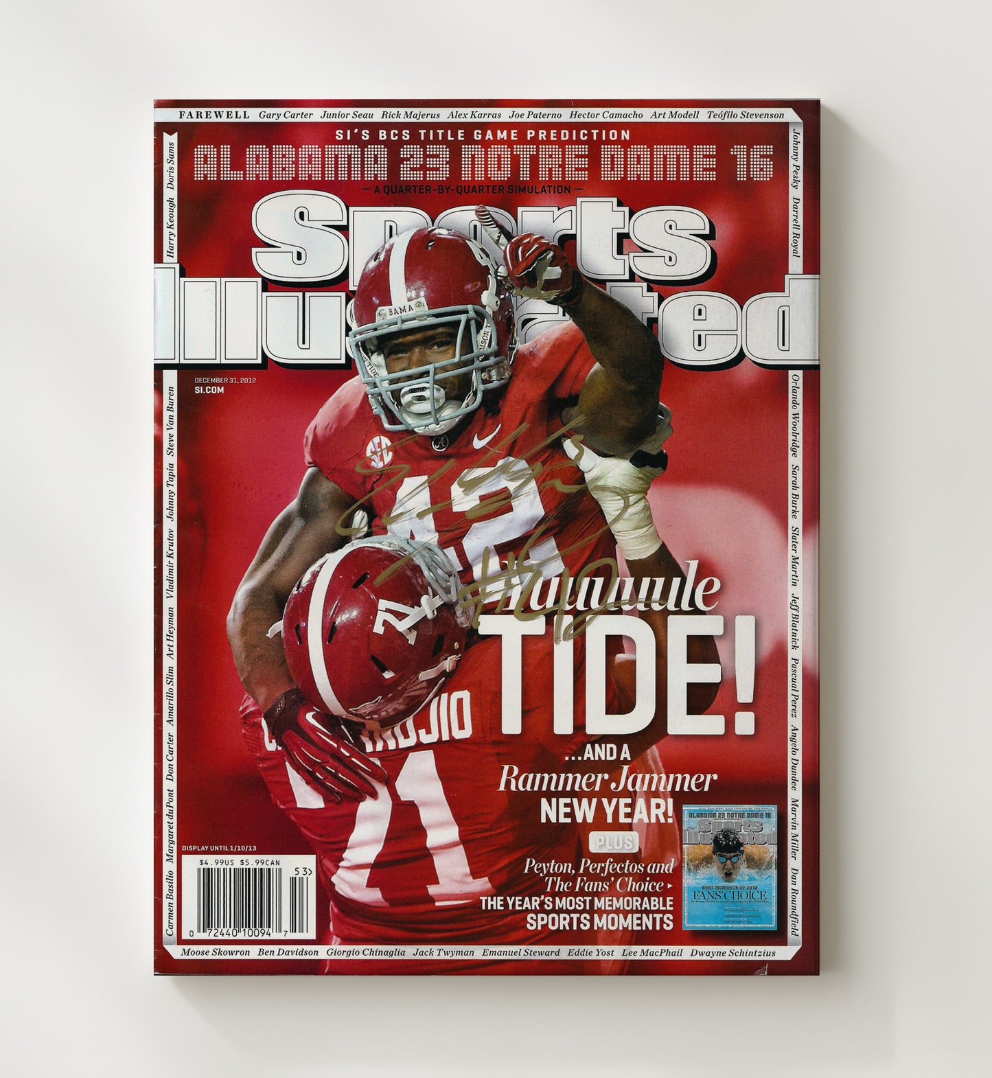 Alabama Football - Eddie Lacy Yule Tide Power Run 2012 SI Cover 8x10 Canvas college football wall art
