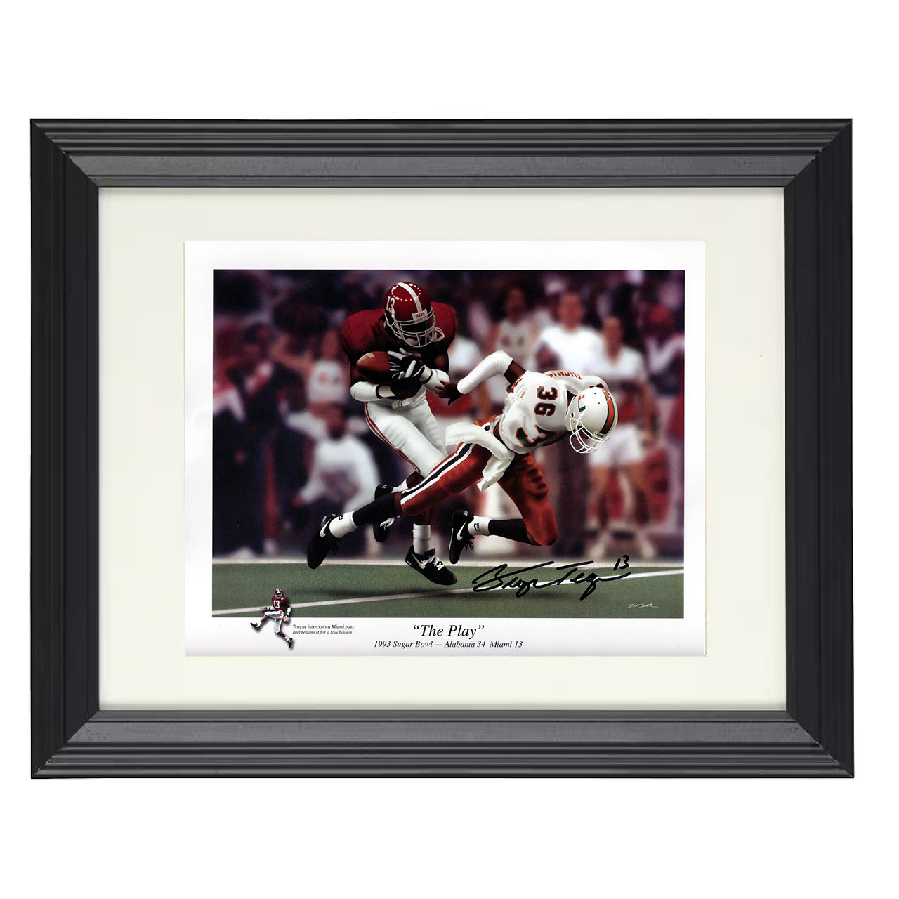 Alabama Football George Teague Interception Return The Play 8x10 black beveled frame college football wall art