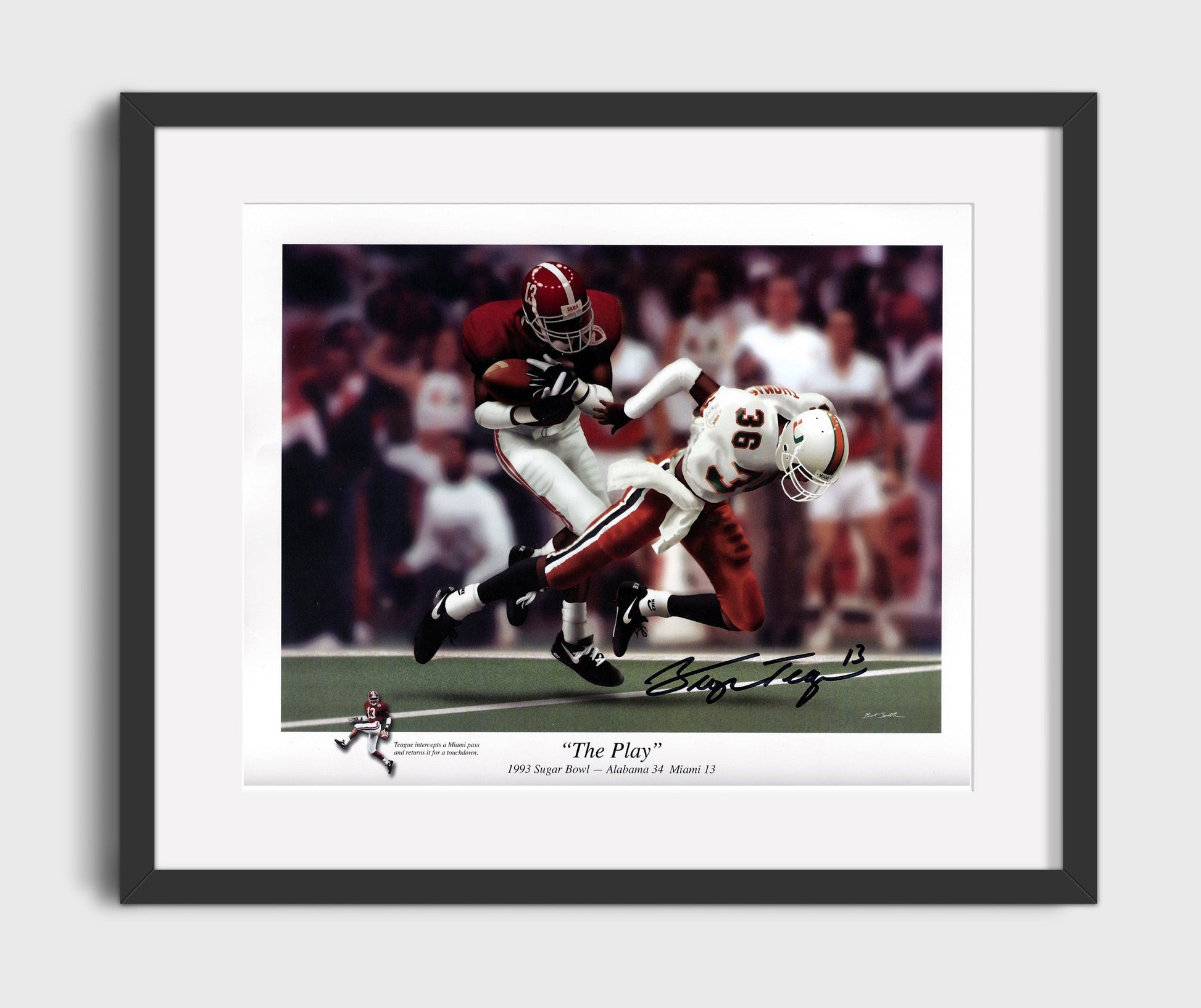 Alabama Football - George Teague Interception Return The Play 8x10 Gallery Frame college football wall art