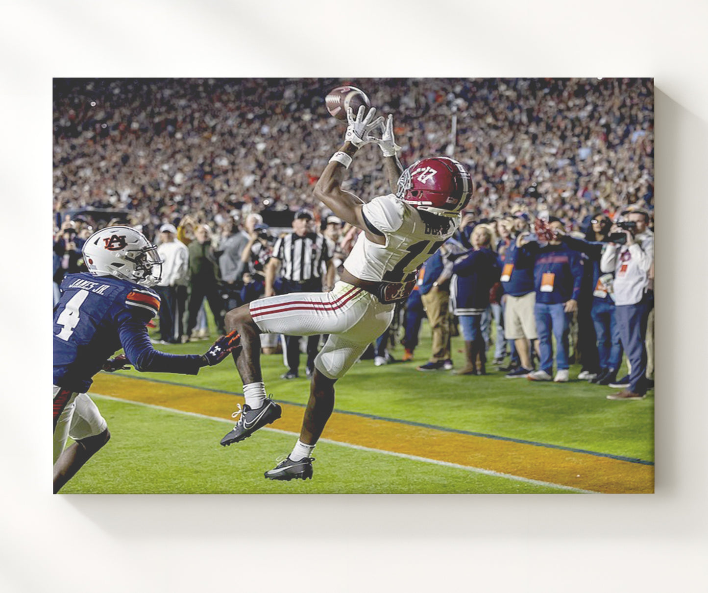 Alabama Football Isaiah Bond Game Winning TD Iron Bowl College Football Wall Art 20x24 Canvas wall art print – College Football decor