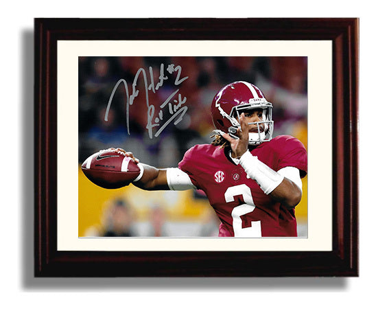 Alabama Football Jalen Hurts Dropback Pass Commanding Pocket College Football Wall Art 8x10 Beveled Frame wall art print – College Football decor