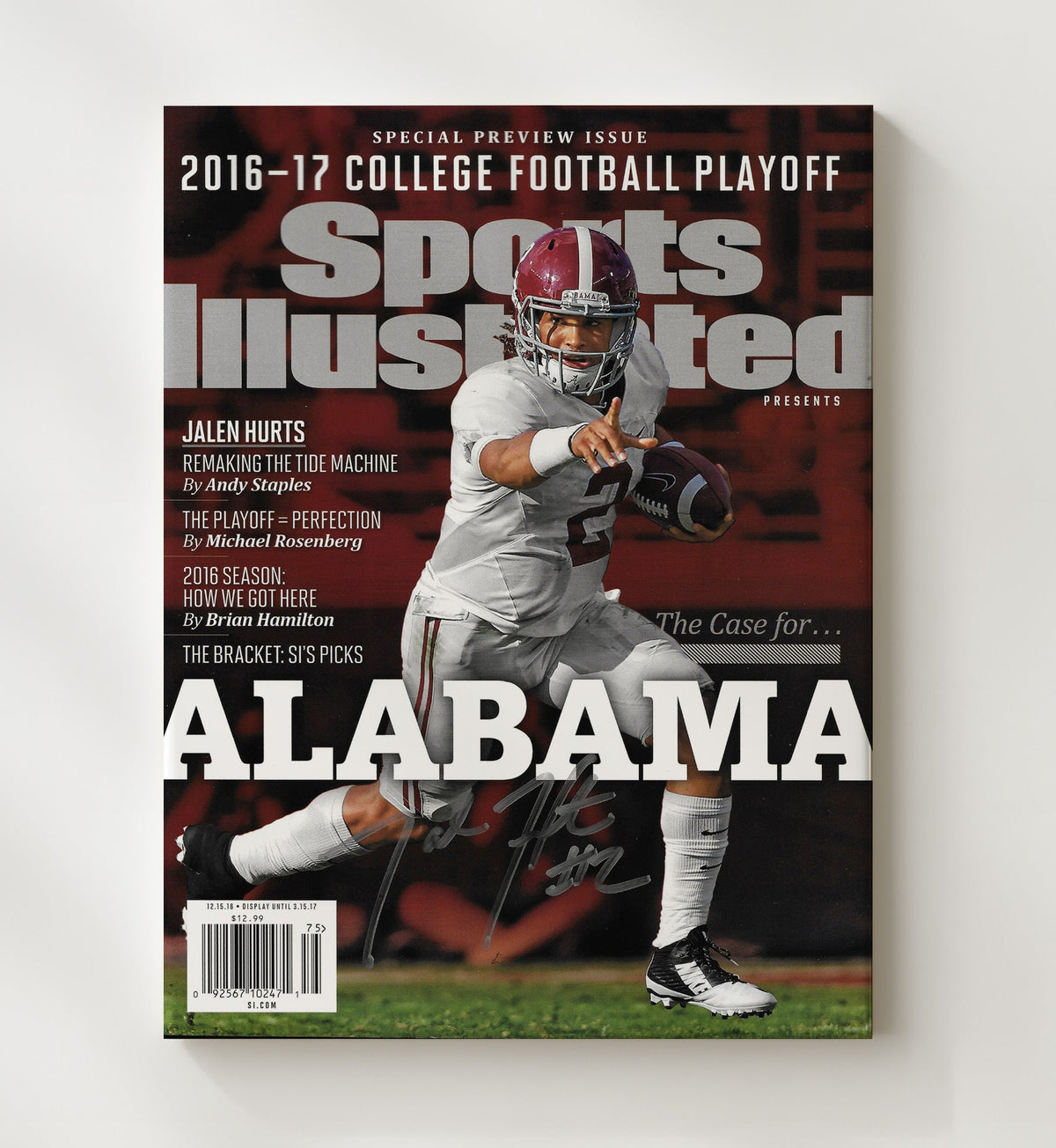 Alabama Football - Jalen Hurts Playoff Command Run 2016 SI Cover 8x10 Canvas college football wall art