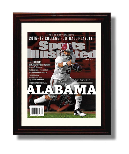 Alabama Football Jalen Hurts Playoff Command Run 2016 SI Cover College Football Wall Art 8x10 Beveled Frame wall art print – College Football decor