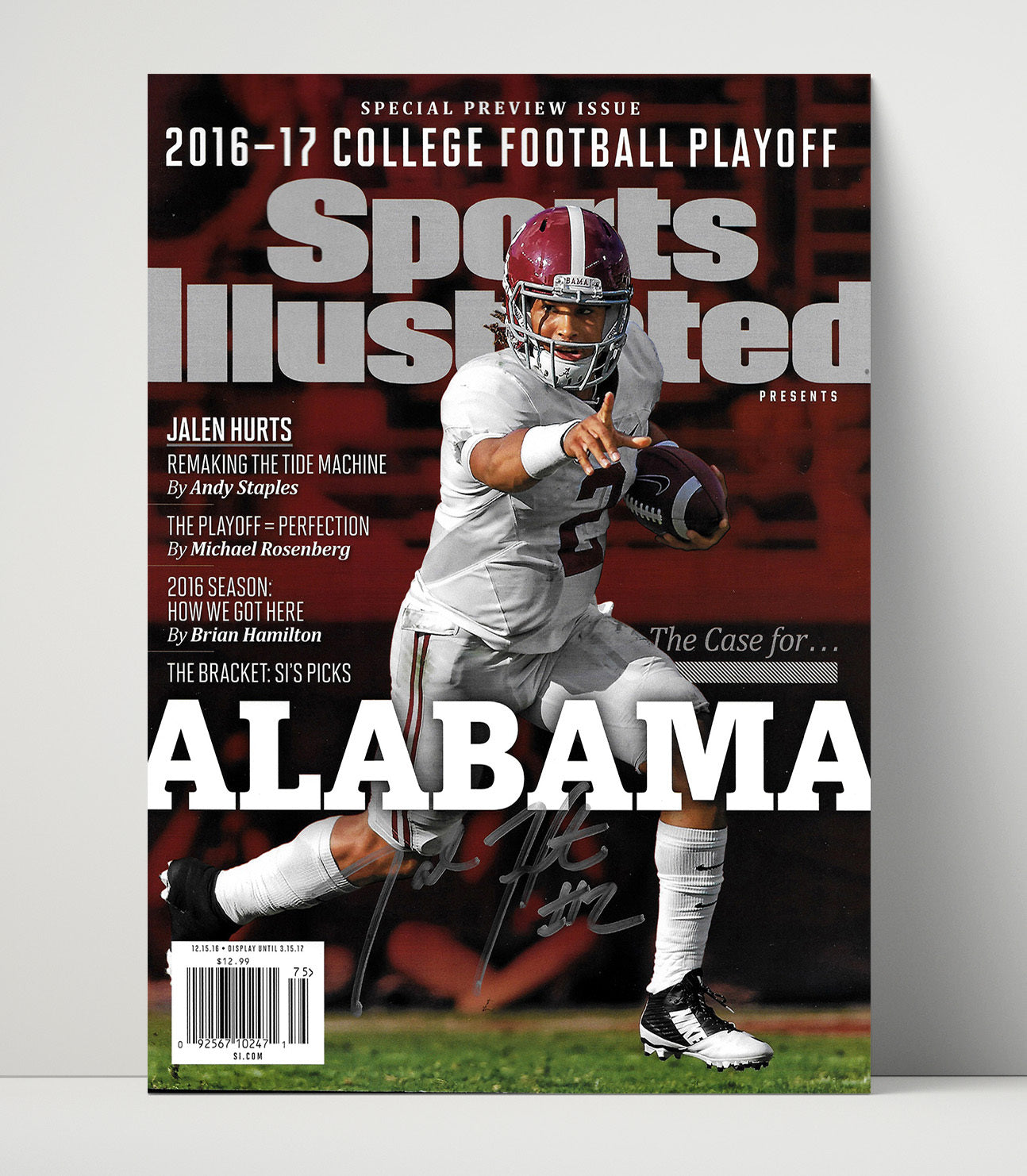 Alabama Football Jalen Hurts Playoff Command Run 2016 SI Cover College Football Wall Art 16x20 Unframed Print wall art print – College Football decor