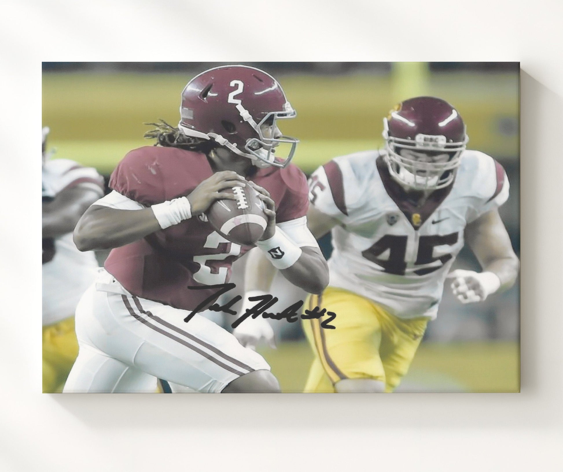 Alabama Football - Jalen Hurts Rollout Pass vs USC 8x10 Canvas college football wall art