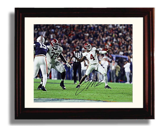 Alabama Football Jalen Milroe 4th and 31 Deep Ball Conversion College Football Wall Art 8x10 Beveled Frame wall art print – College Football decor