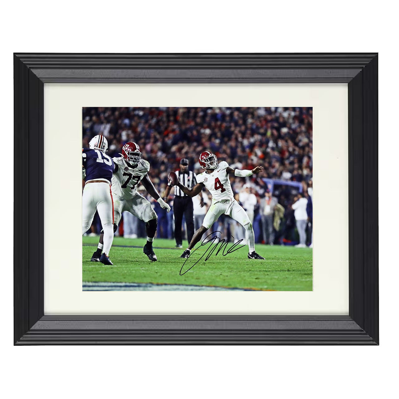Alabama Jalen Milroe 4th and 31 Deep Ball Conversion 8x10 black beveled frame college football wall art