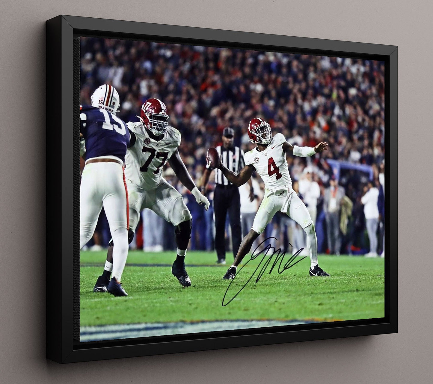Alabama Football - Jalen Milroe 4th and 31 Deep Ball Conversion 8x10 Framed Canvas college football wall art