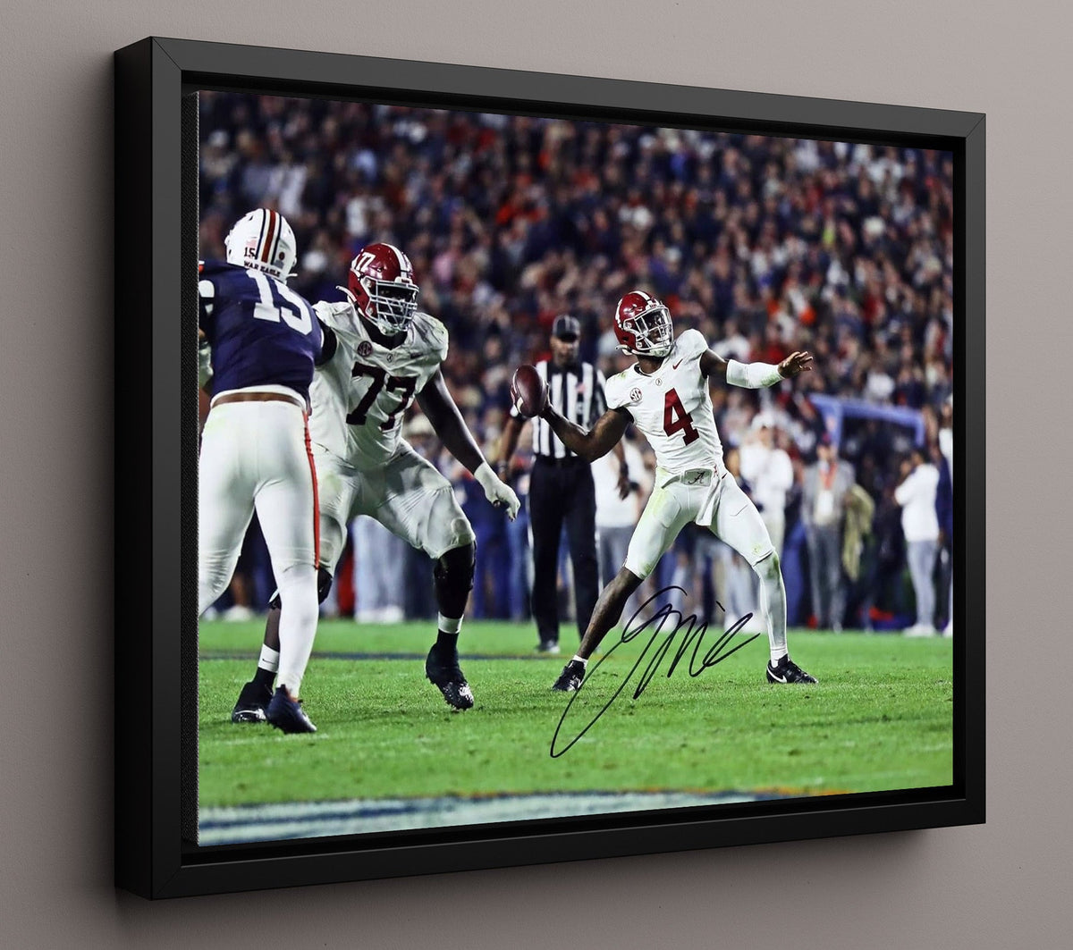 Alabama Football - Jalen Milroe 4th and 31 Deep Ball Conversion 8x10 Framed Canvas college football wall art
