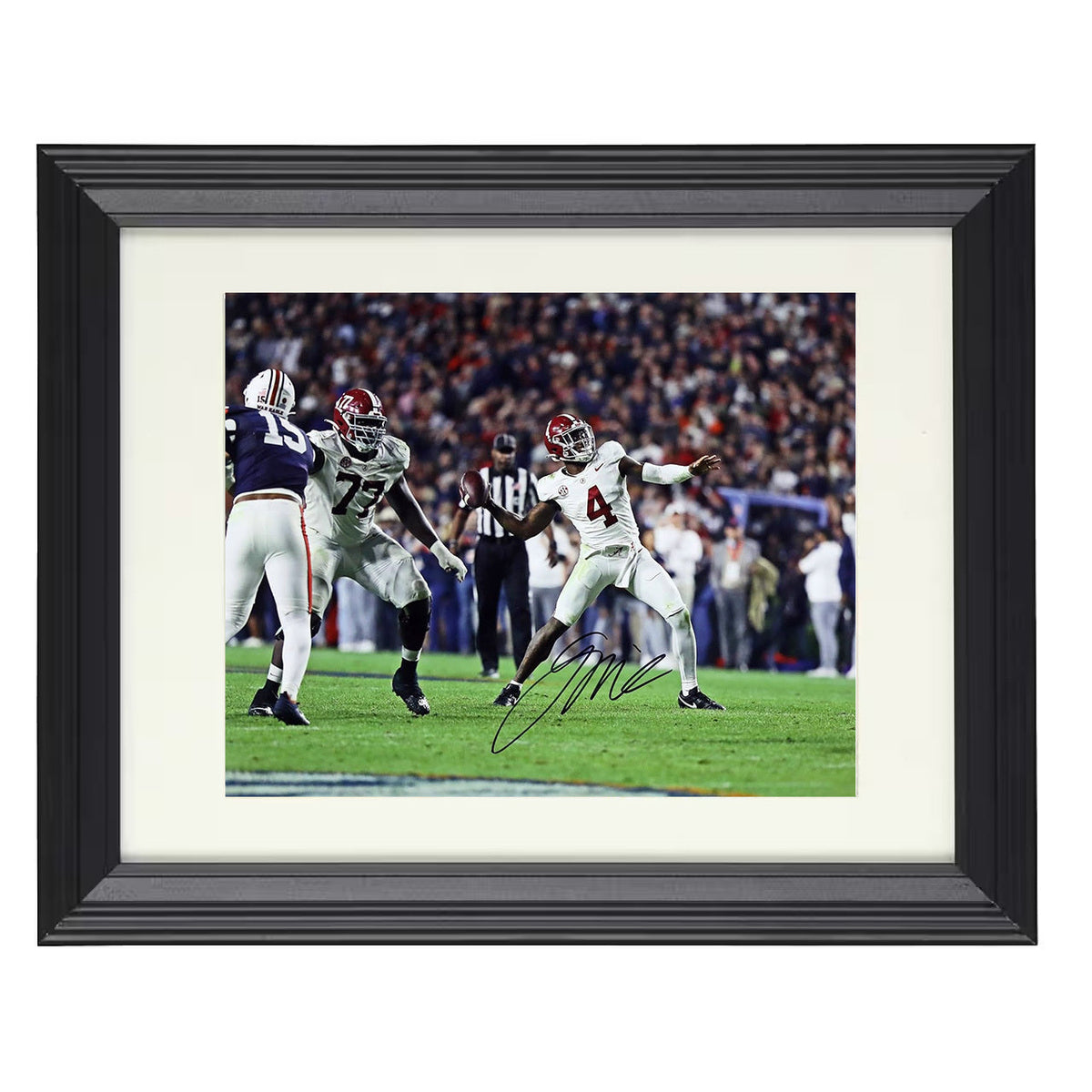 Alabama Football - Jalen Milroe 4th and 31 Deep Ball Conversion 8x10 Beveled Frame college football wall art