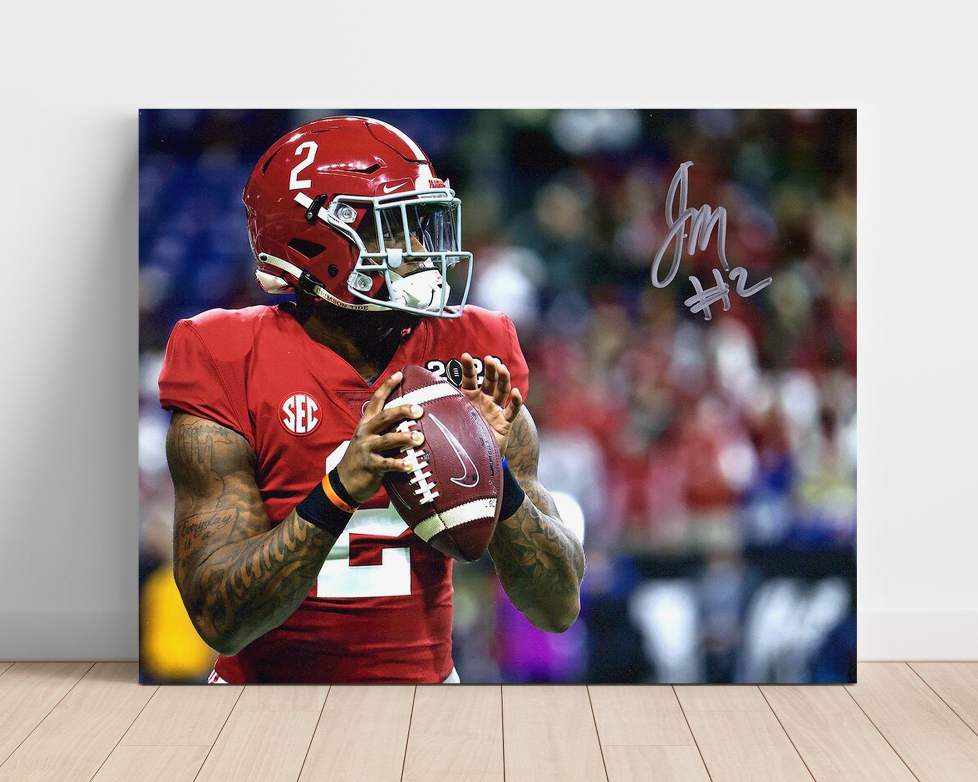 Alabama Football Jalen Milroe Pocket Setup Passing Motion College Football Wall Art 16x20 Unframed Print wall art print – College Football decor