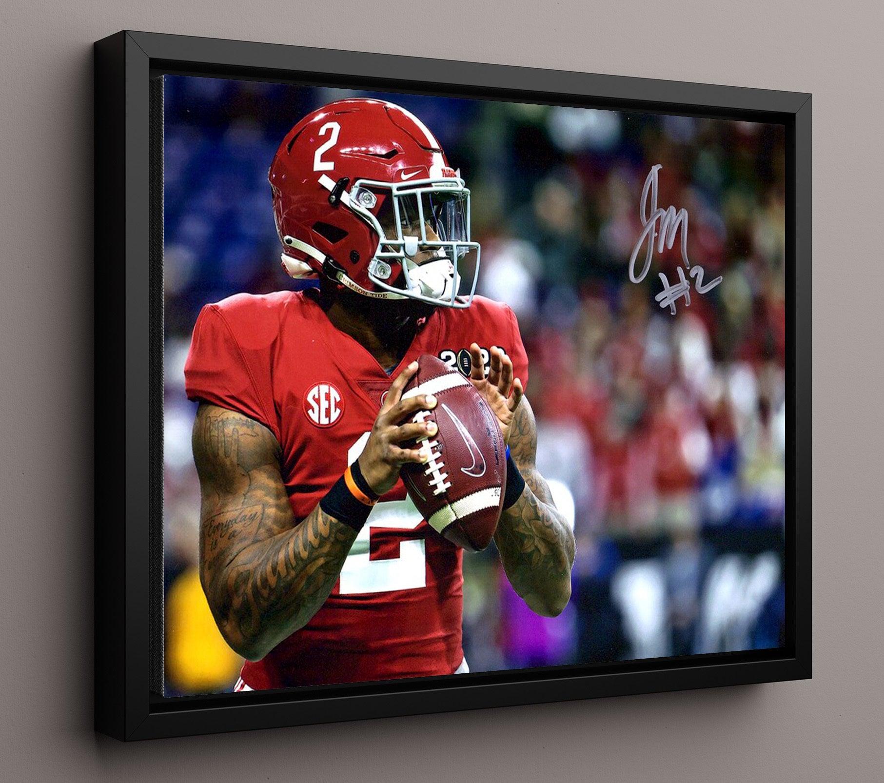 Alabama Football - Jalen Milroe Pocket Setup Passing Motion 8x10 Framed Canvas college football wall art