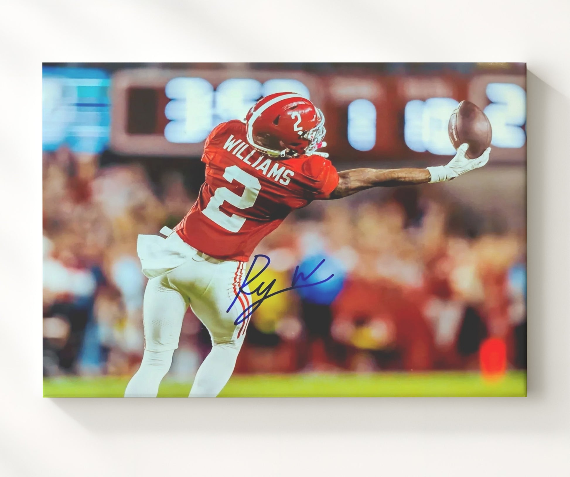 Alabama Football Jameson Williams One Handed Reception Extension College Football Wall Art 20x24 Canvas wall art print – College Football decor