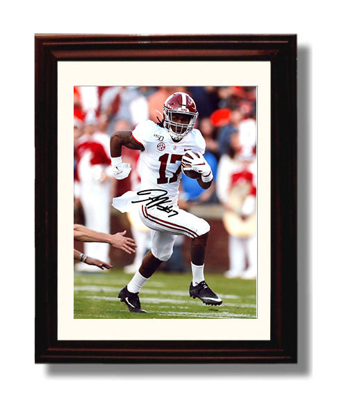 Alabama Football Jaylen Waddle Speeding Tide College Football Wall Art 8x10 Beveled Frame wall art print – College Football decor