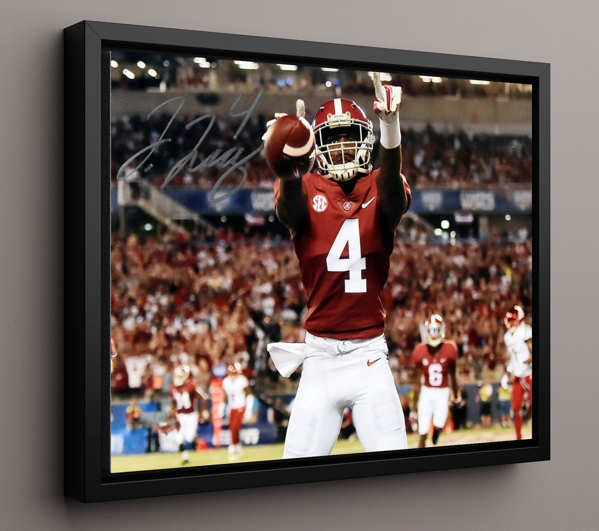 Alabama Football - Jerry Jeudy End Zone Signal 8x10 Framed Canvas college football wall art