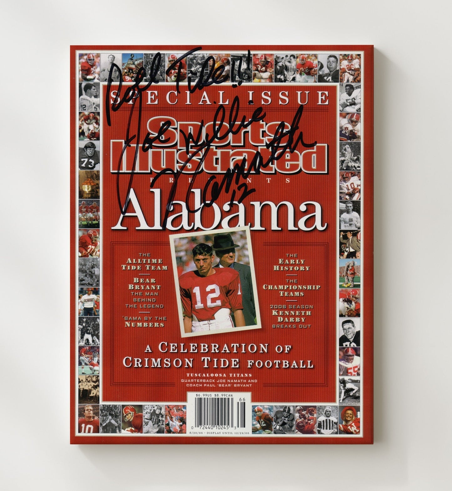 Alabama Football - Joe Namath - Crimson Tide Legend 8x10 Canvas college football wall art