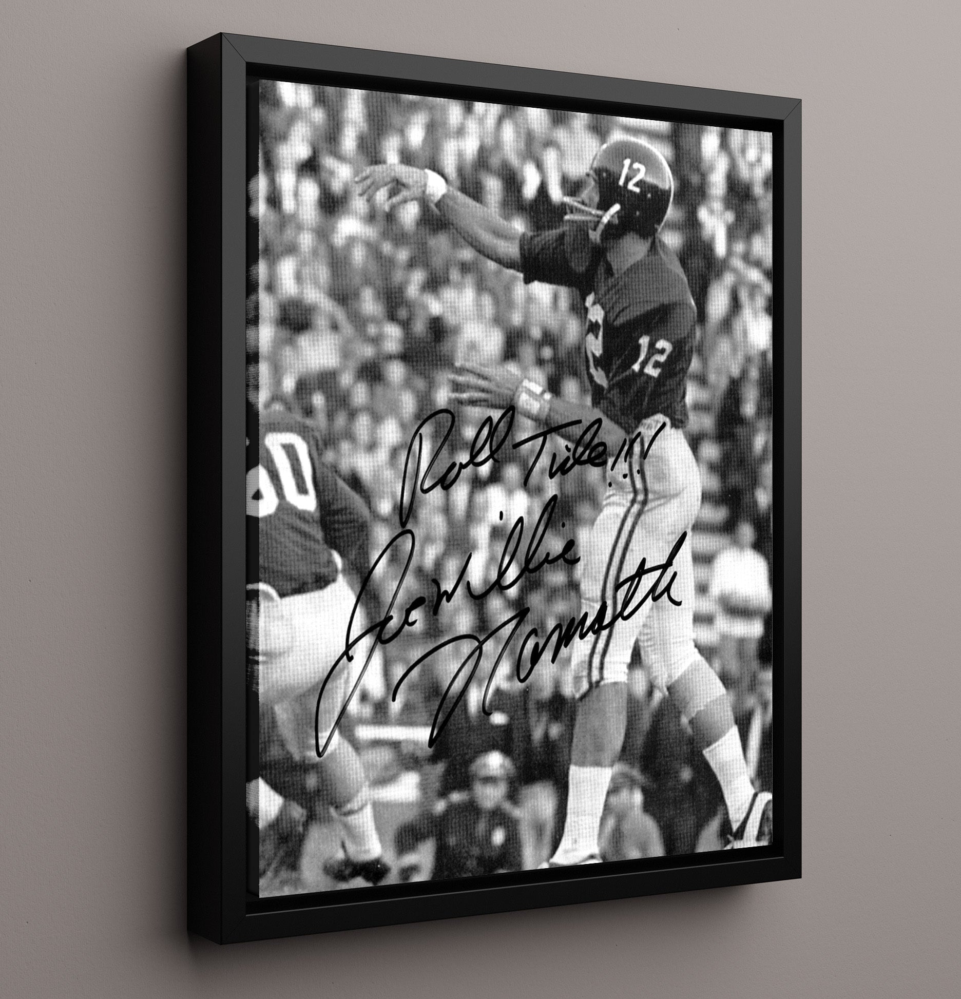 Alabama Football Joe Namath Roll Tide Passing Motion College Football Wall Art 16x20 Framed Canvas wall art print – College Football decor