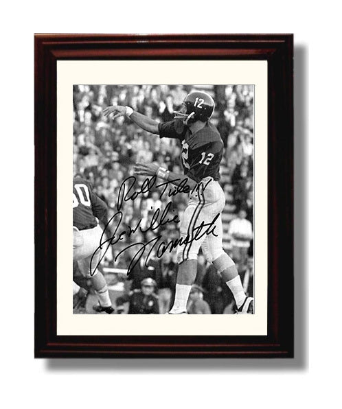 Alabama Football Joe Namath Roll Tide Passing Motion College Football Wall Art 8x10 Beveled Frame wall art print – College Football decor