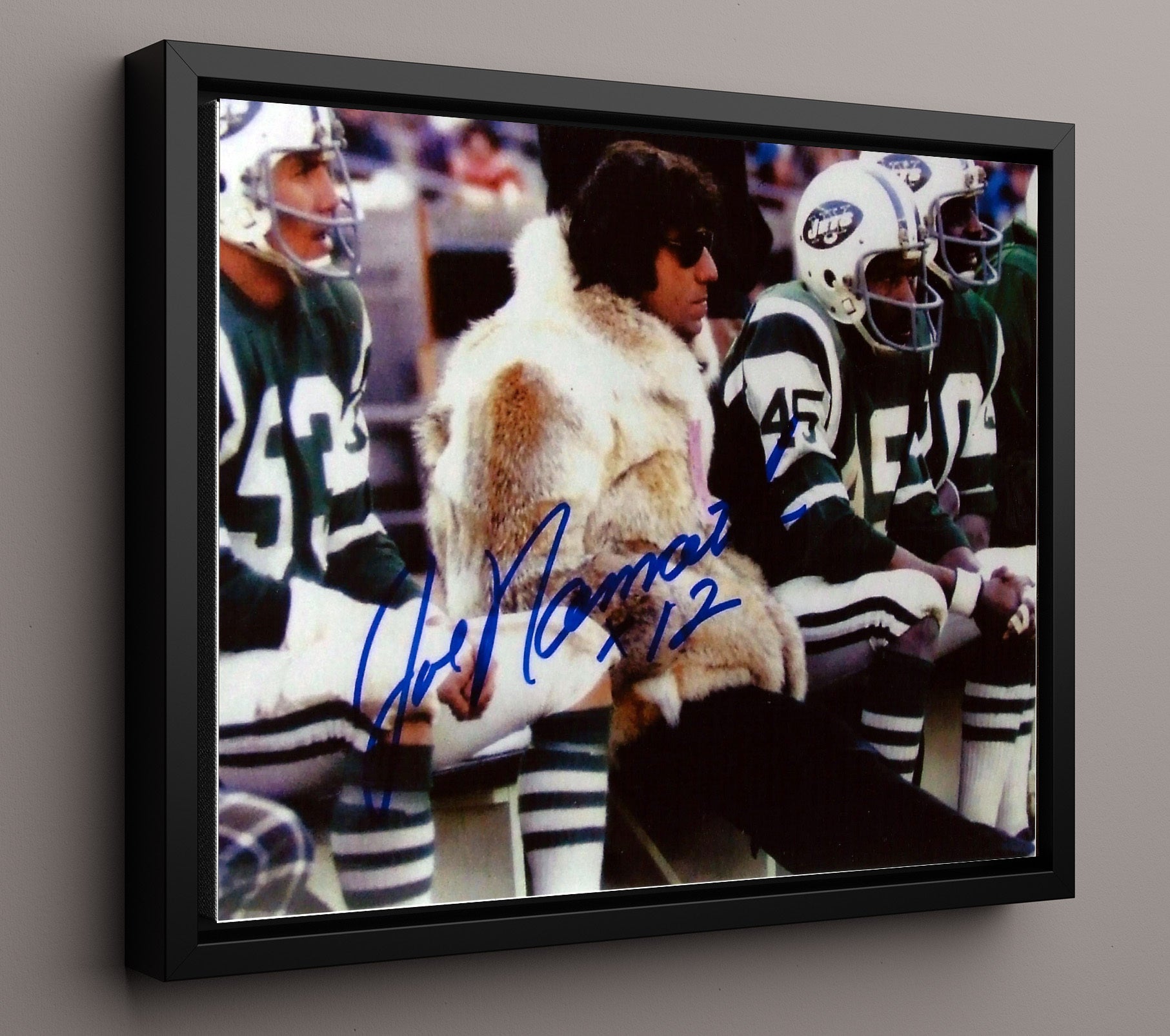 Alabama Football - Joe Namath Sideline Fur Coat Style 8x10 Framed Canvas college football wall art