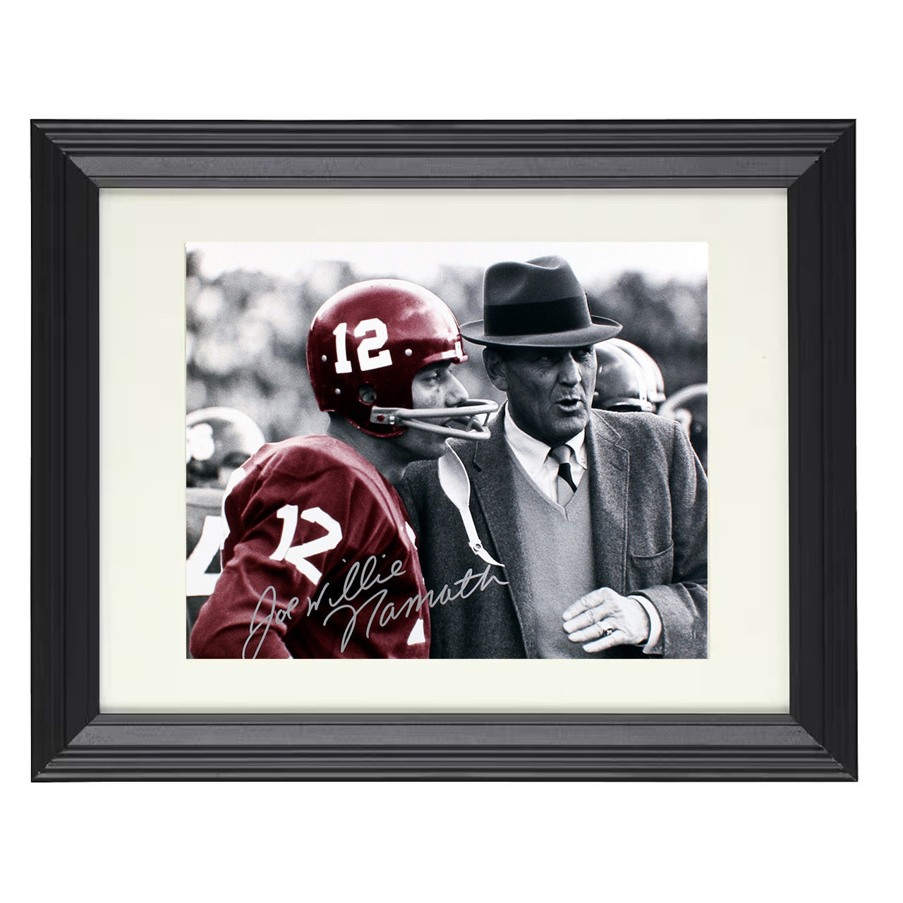Alabama Joe Namath and Bear Bryant Sideline Strategy 8x10 black beveled frame college football wall art