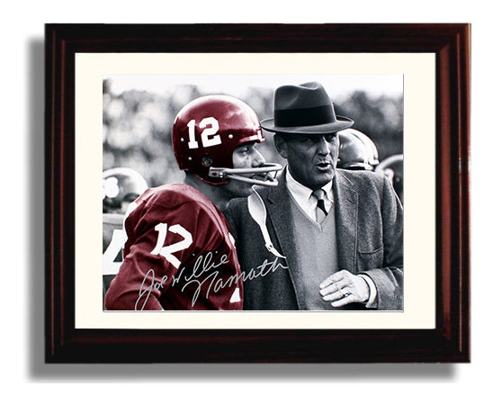 Alabama Football Joe Namath and Bear Bryant Sideline Strategy Discussion College Football Wall 8x10 Beveled Frame wall art print – College Football decor