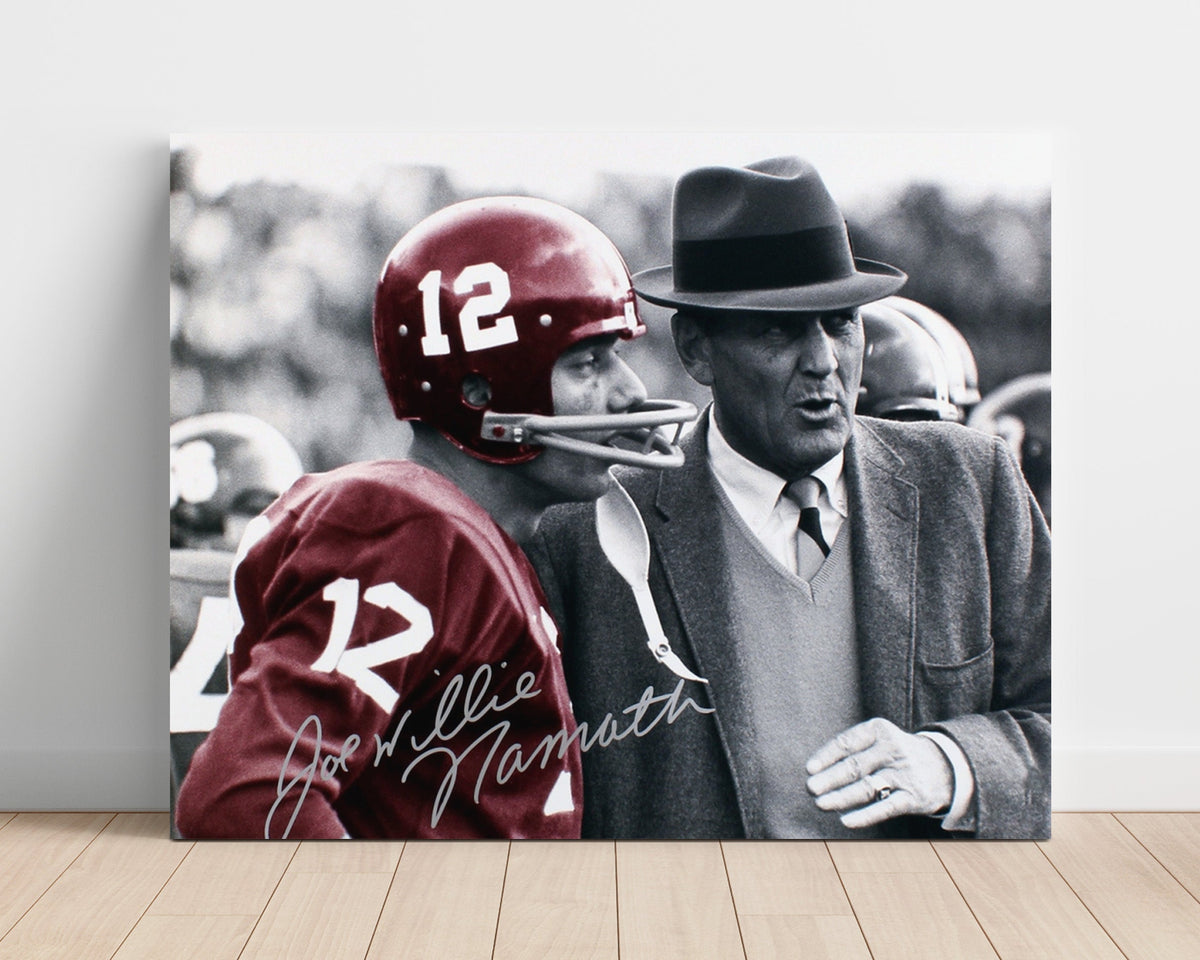 Alabama Football - Joe Namath and Bear Bryant Sideline Strategy Discussion 8x10 Unframed Print college football wall art