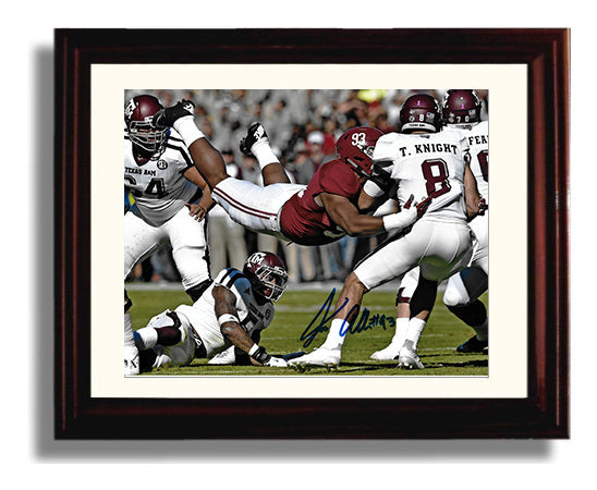 Alabama Football Jonathan Allen Dominant Sack Backfield Collapse College Football Wall Art 8x10 Beveled Frame wall art print – College Football decor
