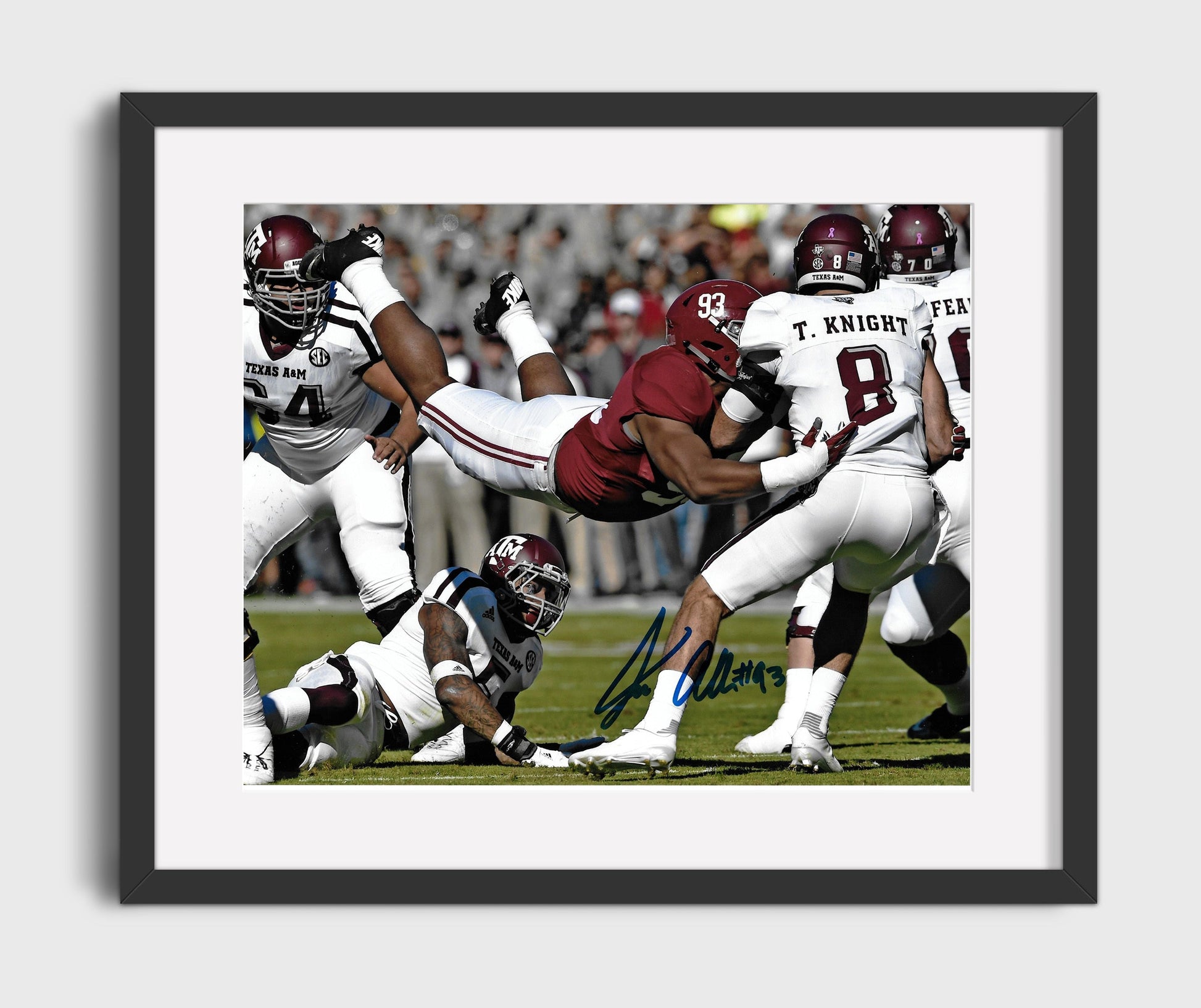 Alabama Football - Jonathan Allen Dominant Sack Backfield Collapse 8x10 Gallery Frame college football wall art