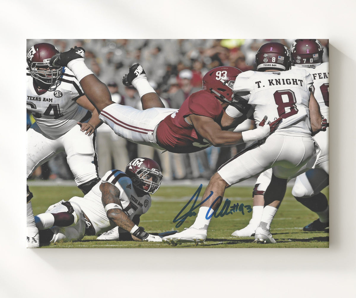 Alabama Football - Jonathan Allen Dominant Sack Backfield Collapse 8x10 Canvas college football wall art