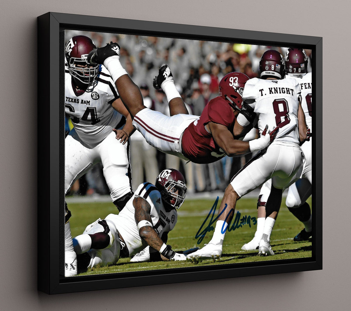 Alabama Football - Jonathan Allen Dominant Sack Backfield Collapse 8x10 Framed Canvas college football wall art