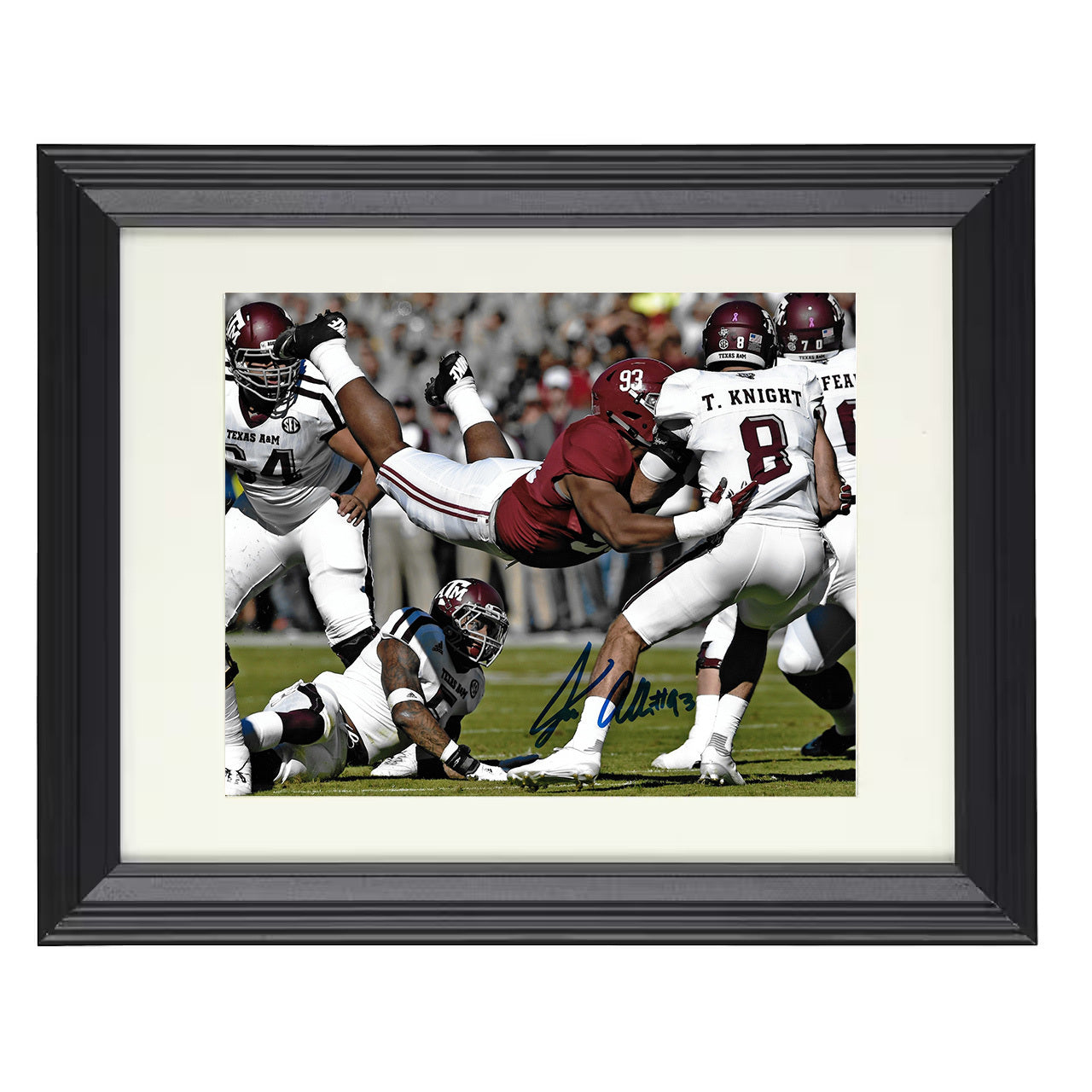 Alabama Jonathan Allen Dominant Sack Backfield Collapse 8x10 black beveled frame college football wall art