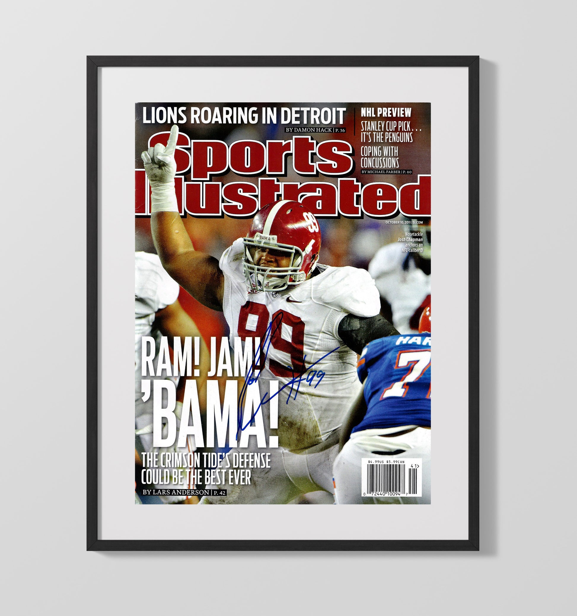 Alabama Football Josh Chapman Ram Jam Defense SI Cover College Football Wall Art 16x20 Gallery Frame wall art print – College Football decor