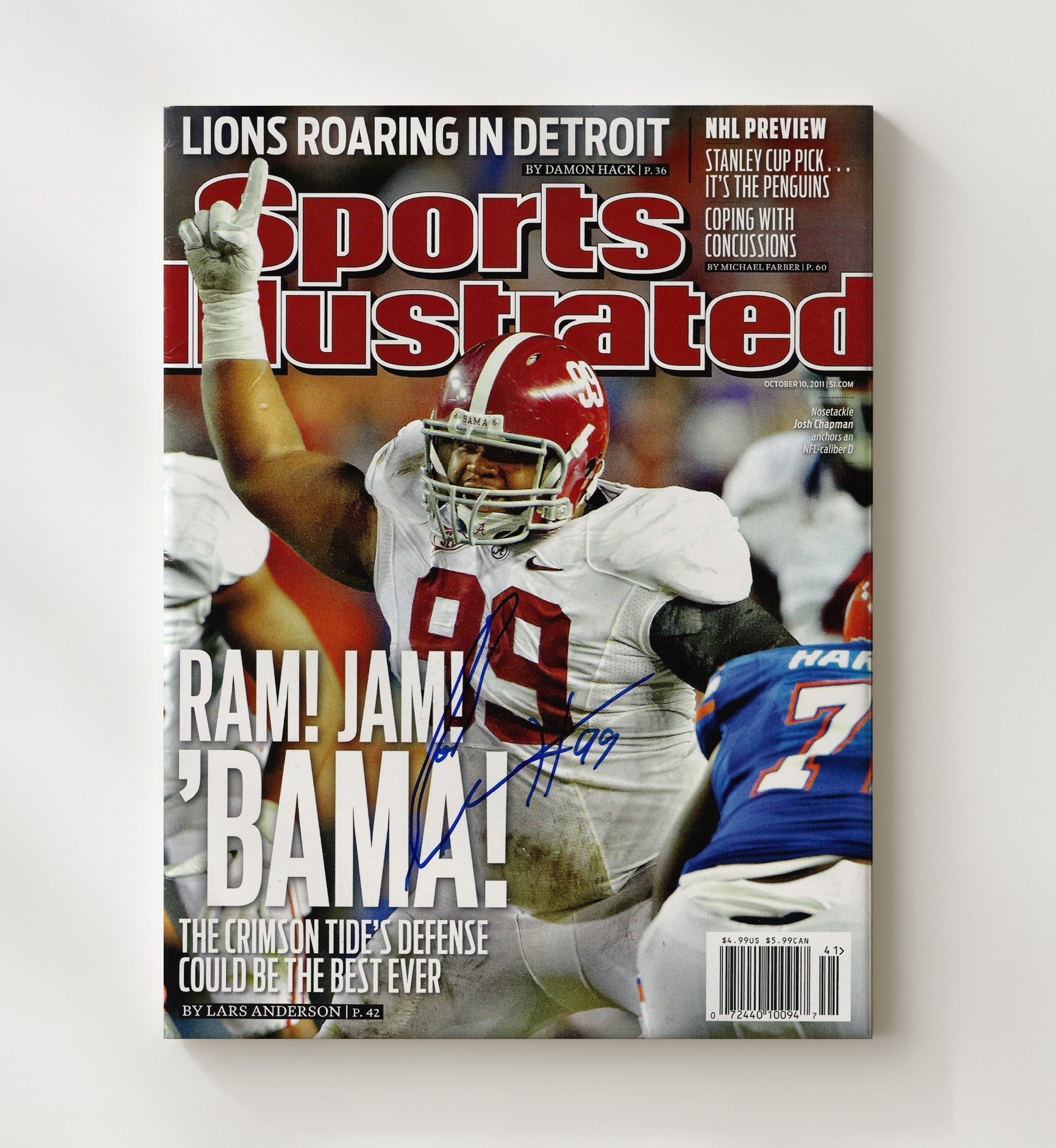 Alabama Football - Josh Chapman Ram Jam Defense SI Cover 8x10 Canvas college football wall art