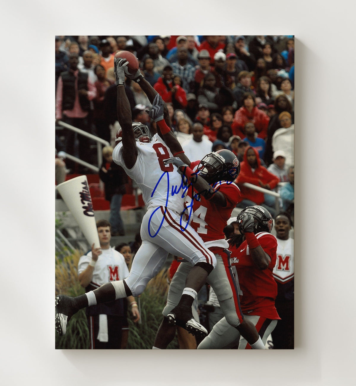 Alabama Football - Julio Jones Elite Catch Over Defender 8x10 Canvas college football wall art