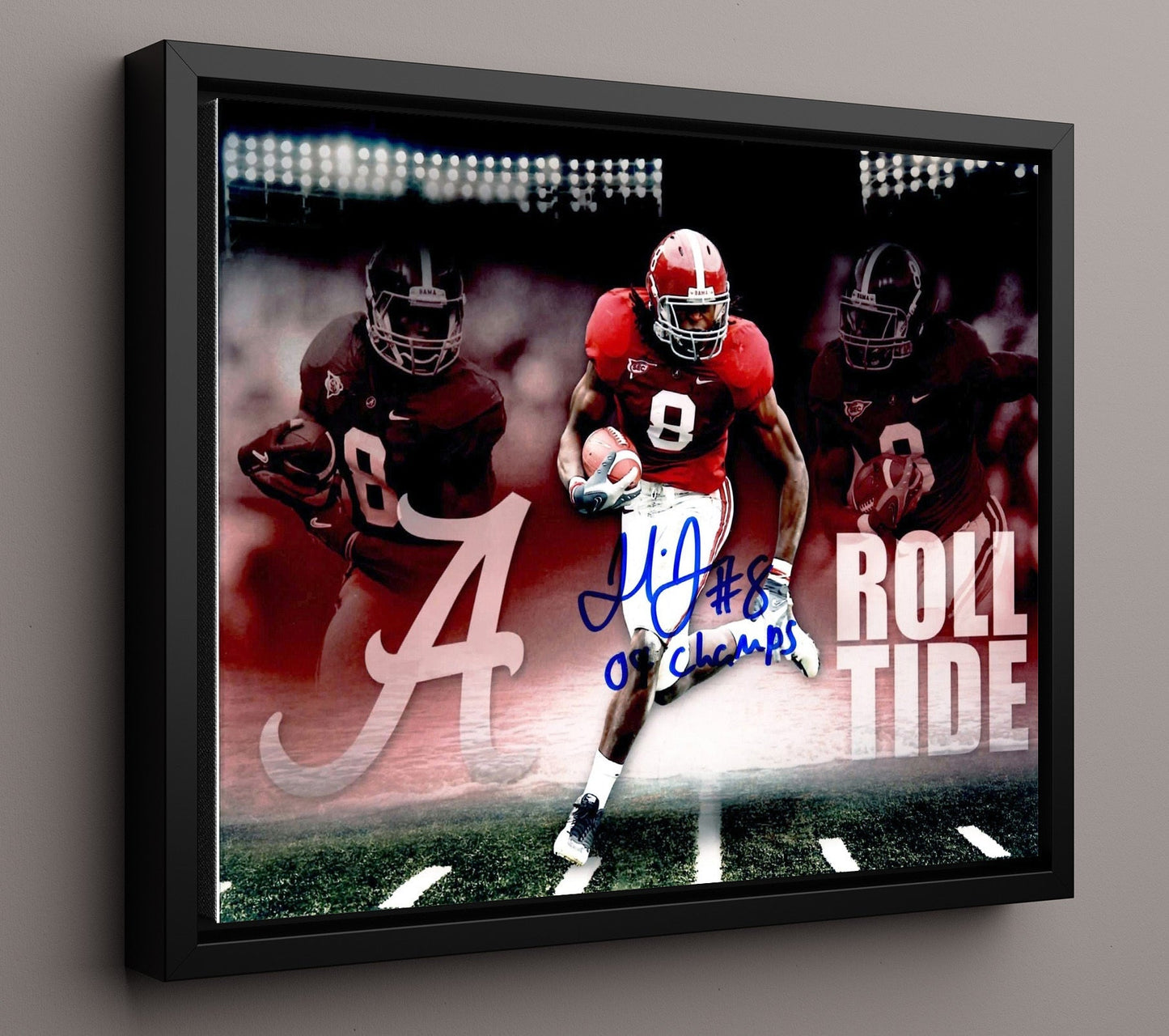 Alabama Football - Julio Jones Multi Action Receiving Montage Spotlight 8x10 Framed Canvas college football wall art