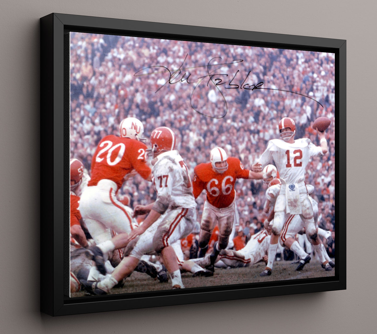 Alabama Football - Ken Stabler Pocket Passing Form 8x10 Framed Canvas college football wall art