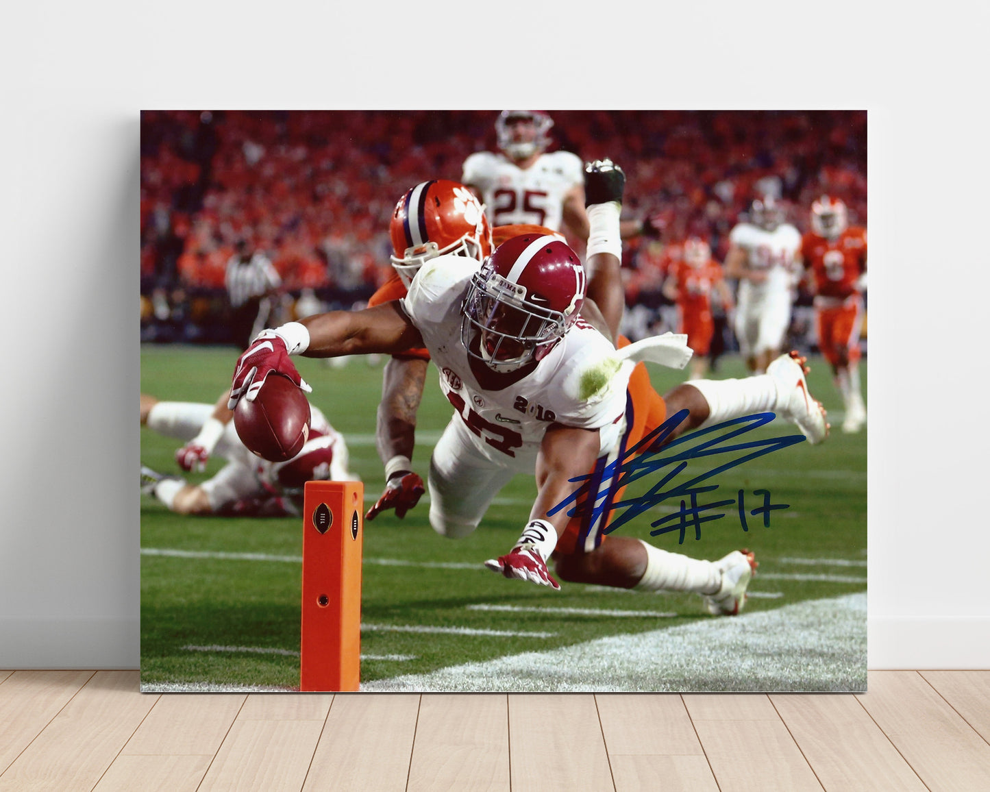 Alabama Football Kenyan Drake Goal Line Dive Touchdown Extension College Football Wall Art 16x20 Unframed Print wall art print – College Football decor