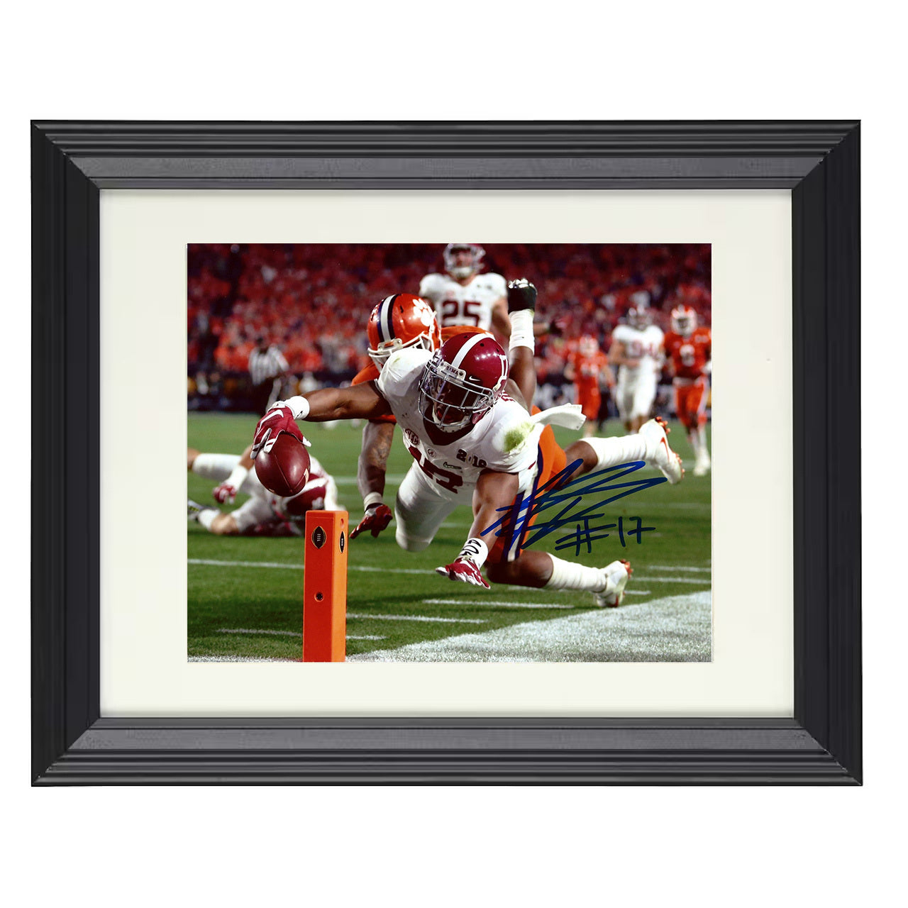 Alabama Kenyan Drake Goal Line Dive Touchdown Extension 8x10 black beveled frame college football wall art