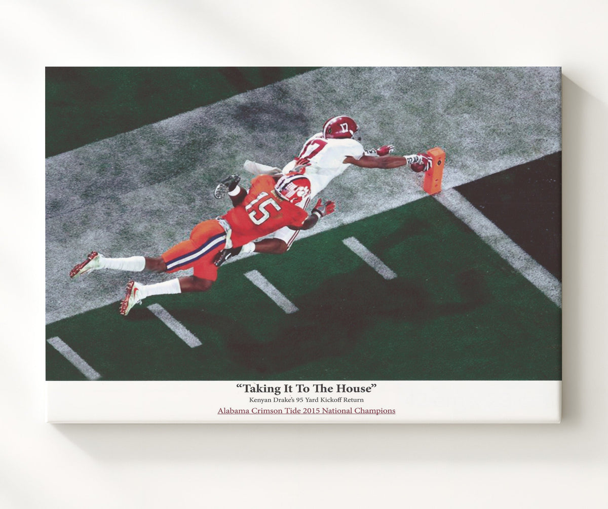 Alabama Football - Kenyan Drake Kick Return Touchdown Dive 8x10 Canvas college football wall art