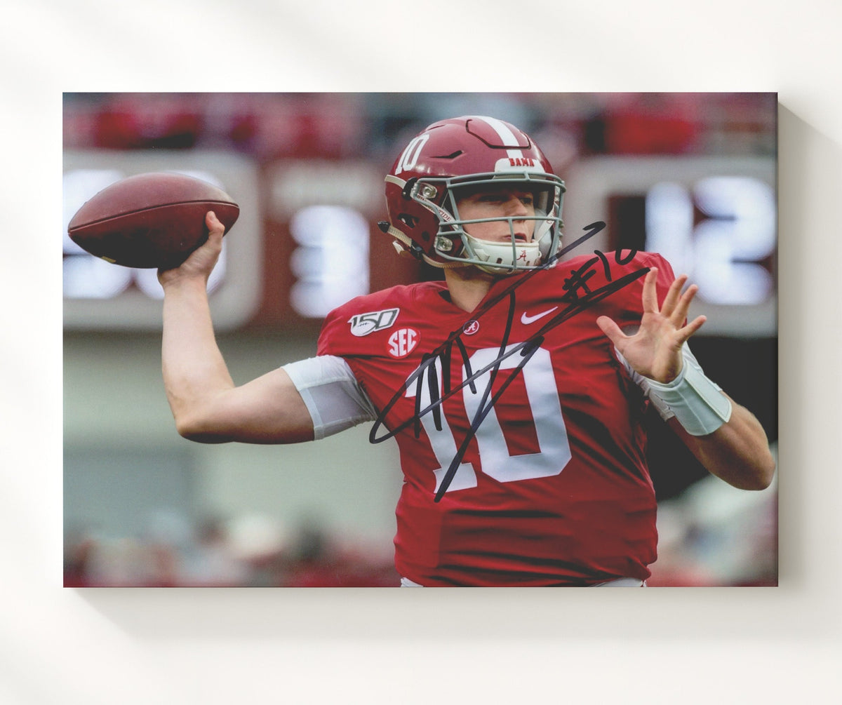Alabama Football - Mac Jones Passing Motion Autograph 8x10 Canvas college football wall art