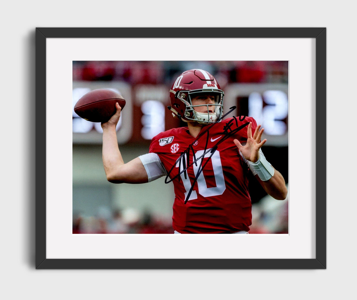Alabama Football - Mac Jones Passing Motion Autograph 8x10 Gallery Frame college football wall art