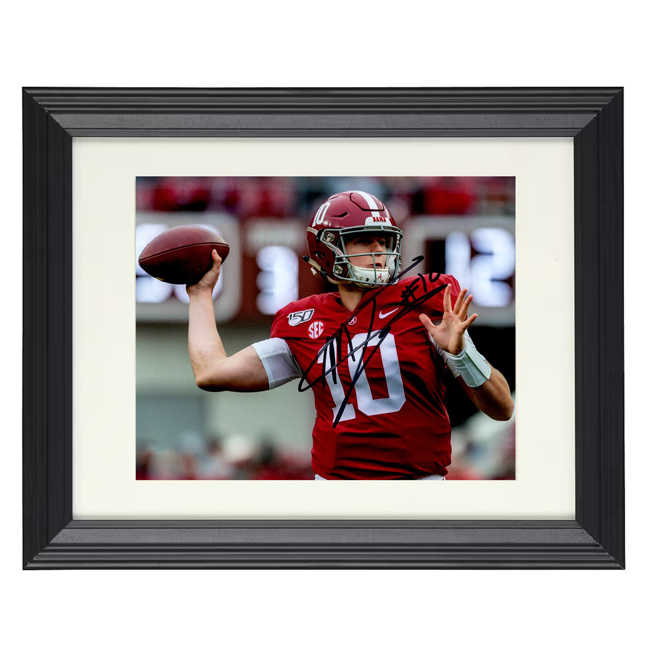 Alabama Football - Mac Jones Passing Motion Autograph 8x10 Beveled Frame college football wall art