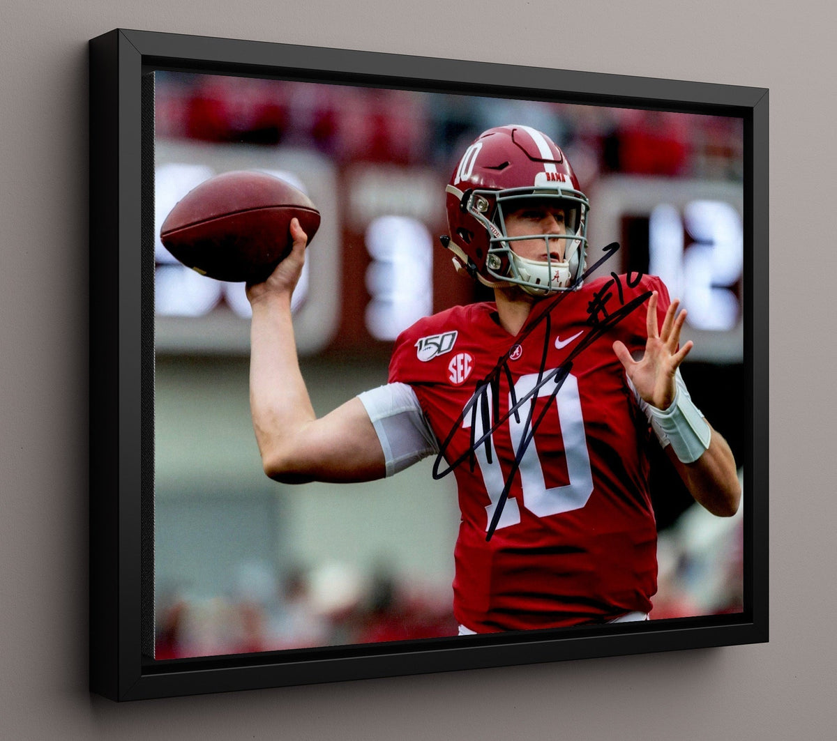 Alabama Football - Mac Jones Passing Motion Autograph 8x10 Framed Canvas college football wall art