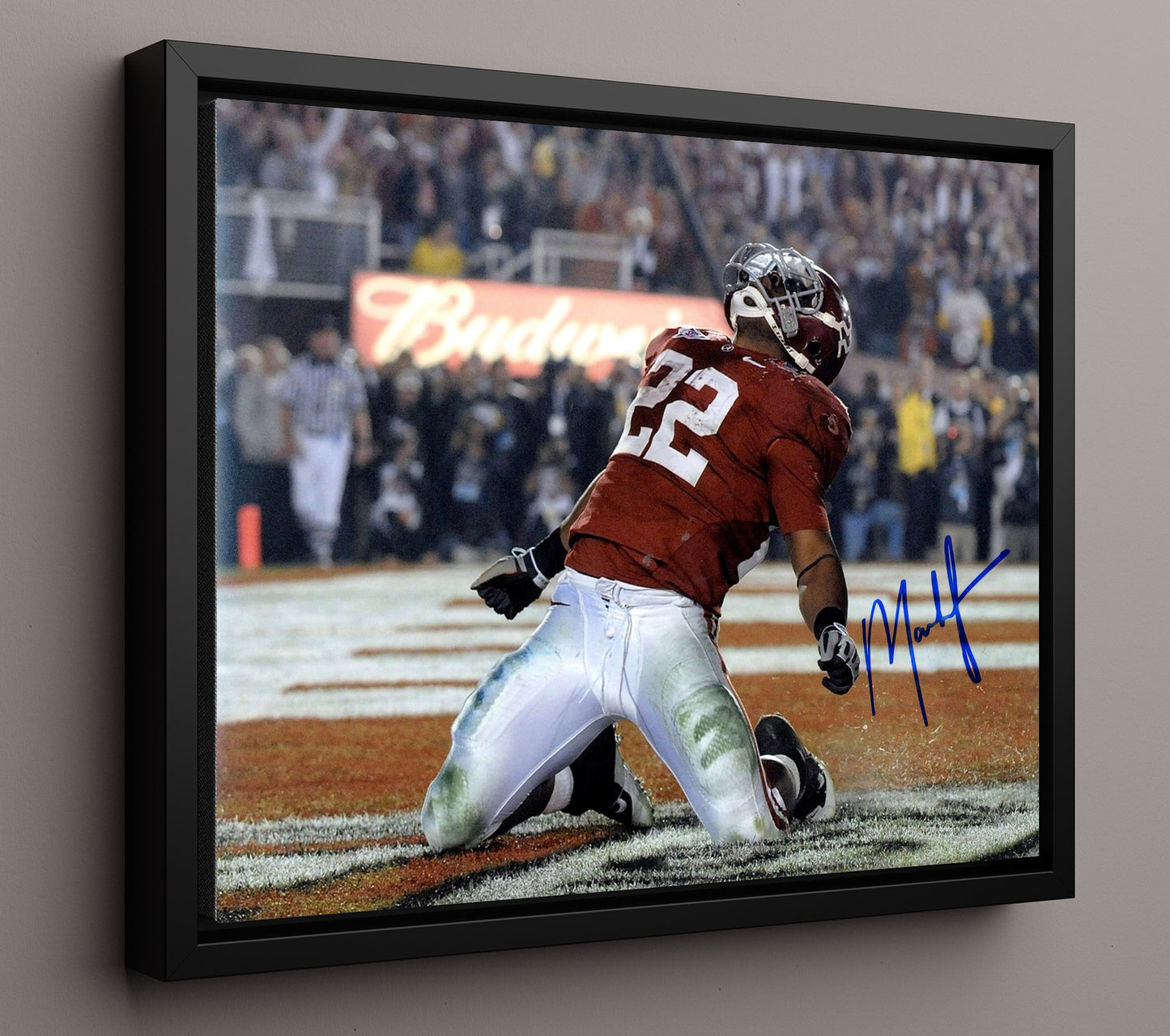 Alabama Football - Mark Ingram End Zone Touchdown Finish Heisman Season 8x10 Framed Canvas college football wall art
